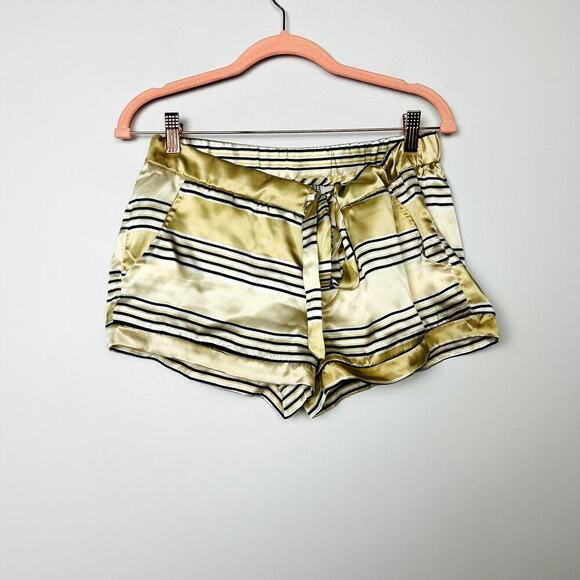 Free People Soft Satin Striped Drawstring Button Fly Shorts Size Medium - Picture 1 of 6